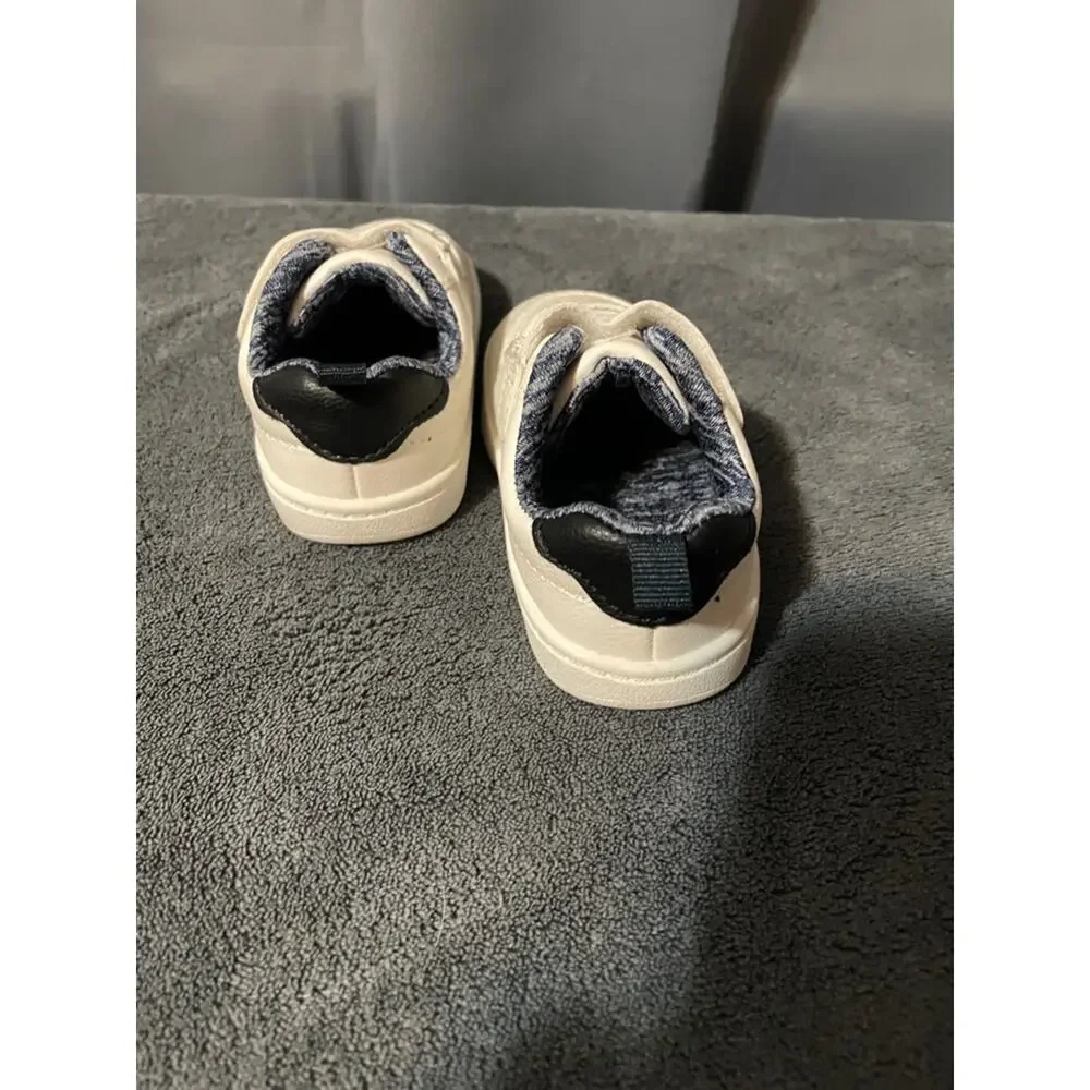 Carter's White and Navy Lined Toddler Sneakers NWOT